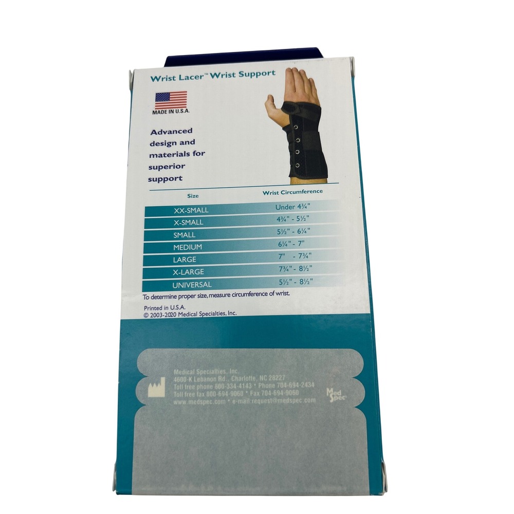 Med Spec Wrist Lacer Wrist Support Left Small Black Lacing Closure New in Box - Picture 3 of 6